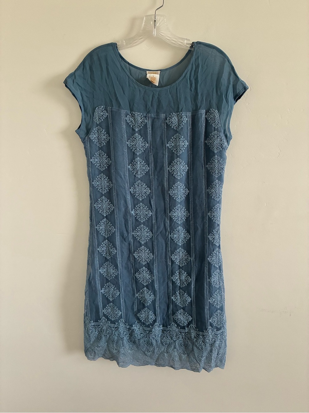 Sundance Dusty Blue Embroidered Tunic Dress